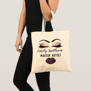 Custom Name Makeup Artist Kiss Eyelashes Studio Tote Bag