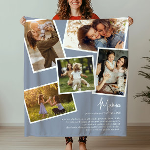 Custom Name Mama Definition Memories Photo Collage Fleece Blanket