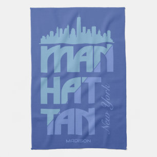 Custom Name Manhattan New York Kitchen Towel