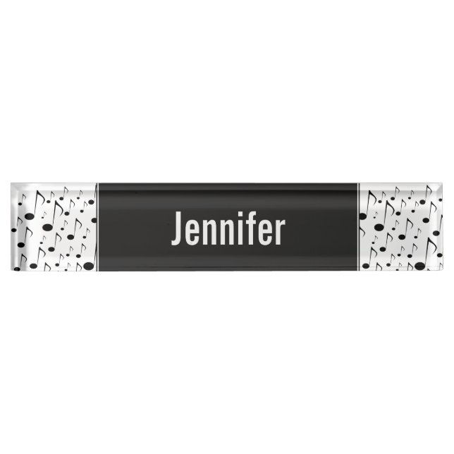 Custom Name + Many Musical Notes Pattern Nameplate (Front)