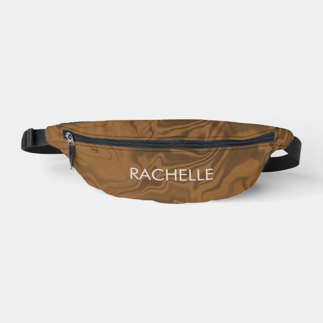 Custom name marble brown texture fanny pack (Front)