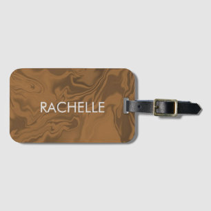Custom name marble brown texture luggage tag