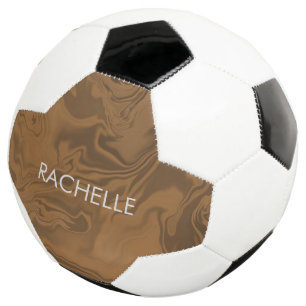 Custom name marble brown texture soccer ball