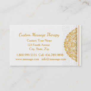 Custom Name Massage Therapy Gold Mandala Business  Card