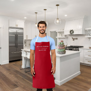 Custom Name Master Chef Red and White Apron
