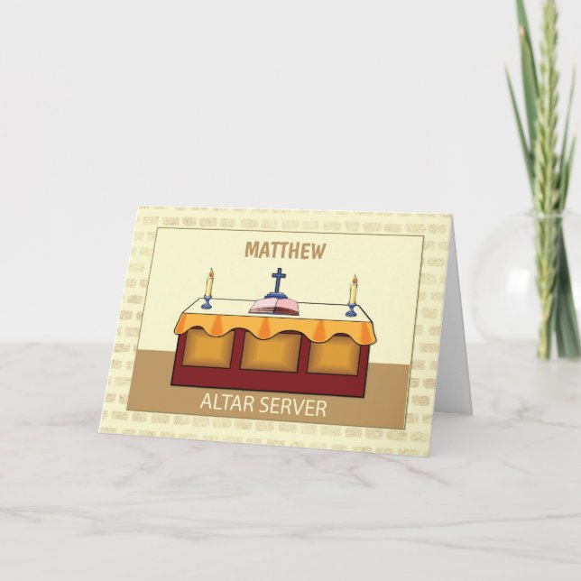 Custom Name, Matthew Congratulations Altar Server Card (Front)