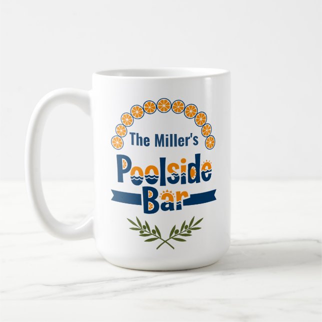 Custom Name Mediterranean Citrus Club Poolside Bar Coffee Mug (Left)