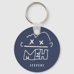 Custom Name Meh Funny Face Emoji Keychain