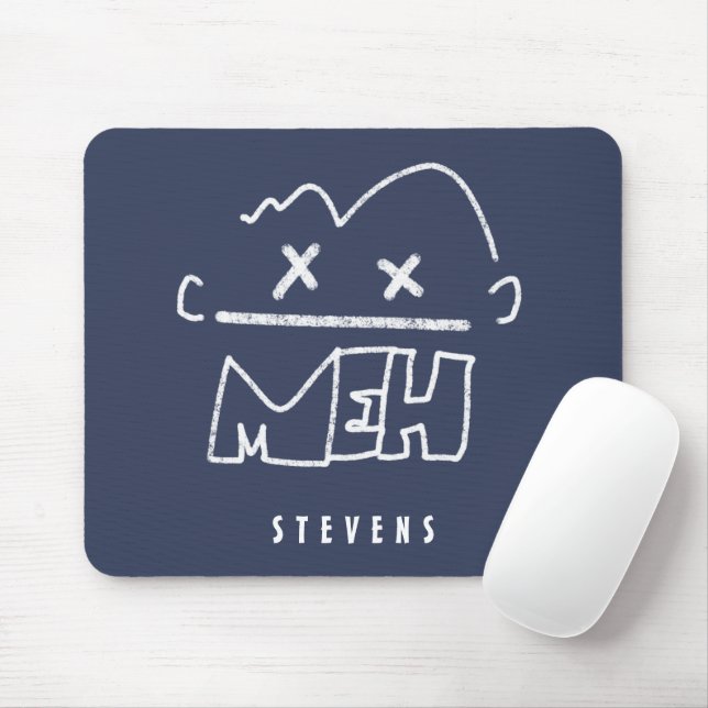Custom Name Meh Funny Face Emoji Mouse Pad (With Mouse)