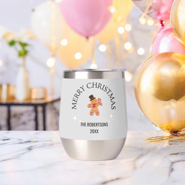 Custom name Merry Christmas gingerbread man grey (Bachelor Party)
