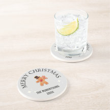 Custom name Merry Christmas gingerbread man grey