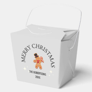 Custom name Merry Christmas gingerbread man grey Favor Box