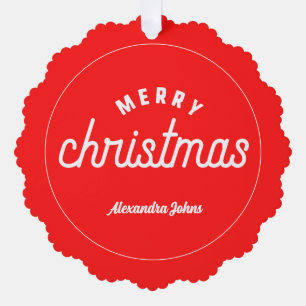 Custom name merry christmas paper ornament tree card
