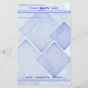 Custom Name Message Geometric Blue Abstract Stationery