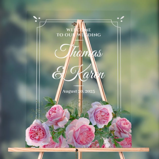 Custom name > message Wedding Welcome Acrylic Sign (Neutre)