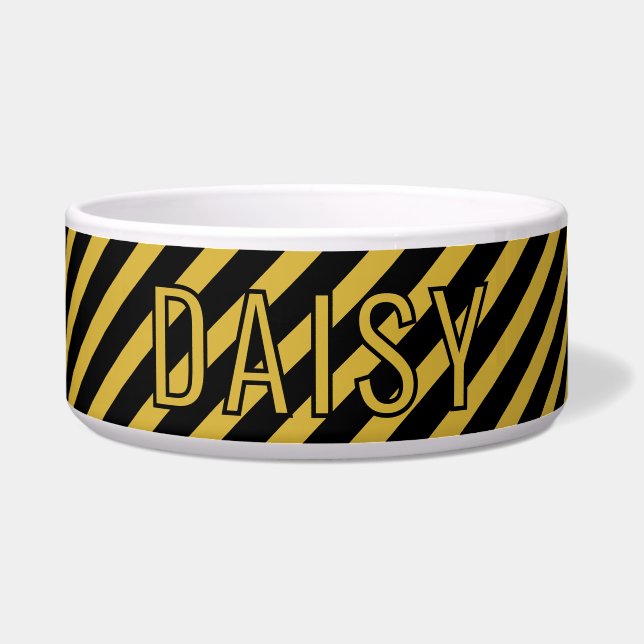 Custom Name Metallic Gold Black Stripe Pattern (Front)