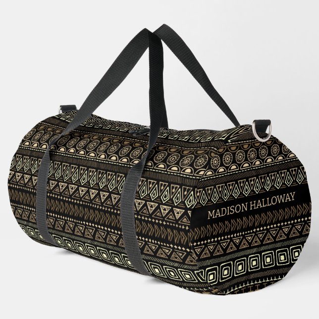 Custom Name Mexican / Aztec Pattern Duffle Bag (Left Corner)