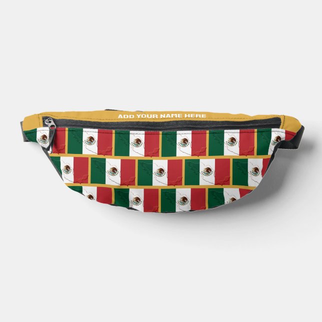 Custom Name MEXICAN FLAG OF MEXICO Fanny Pack (Lay Down)