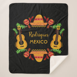 Custom name MEXICO Illustration throw blankets