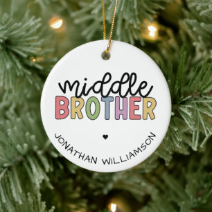 Custom Name Middle Brother Cute Personalized Ceramic Ornament