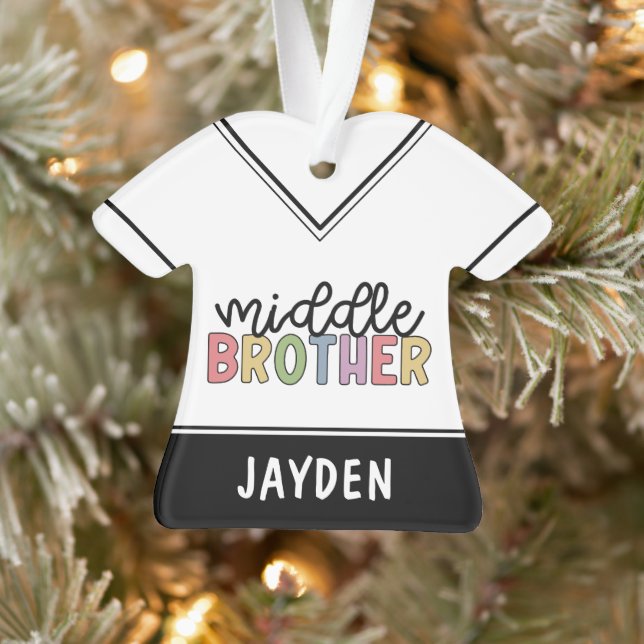 Custom Name Middle Brother Cute Personalized Ornament (Tree)