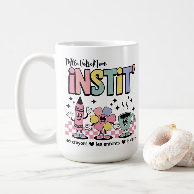 Custom Name Mignon Retro For Instit' Coffee Mug (With Donut)
