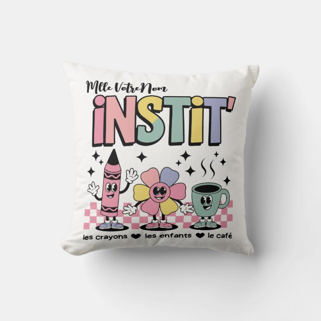 Custom Name Mignon Retro For Instit' Throw Pillow (Front)