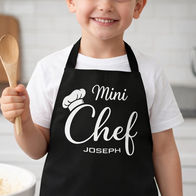 Custom Name Mini Chef Kids Apron (Junior Chef Apron for Baking and Kitchen Fun)