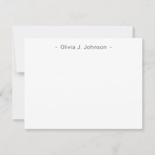 Custom Name Minimalist Chic White Flat Note Card