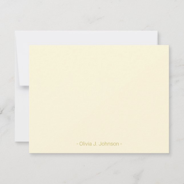 Custom Name Minimalist Cream Flat Note Card (Front)