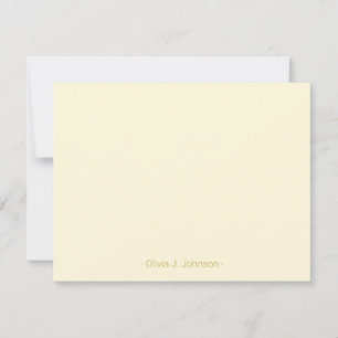 Custom Name Minimalist Cream Flat Note Card