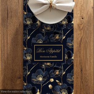 Custom Name Minimalist Floral Dining Runner