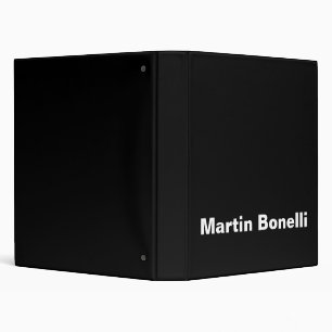 Custom Name Minimalist Modern Black White Binder
