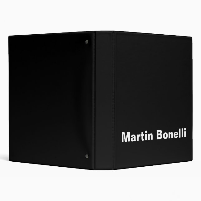 Custom Name Minimalist Modern Black White Binder (Background)