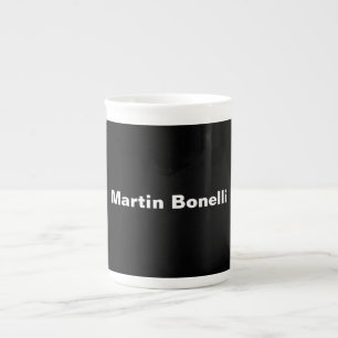 Custom Name Minimalist Modern Black White Bone China Mug