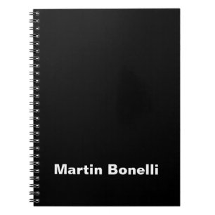 Custom Name Minimalist Modern Black White Notebook