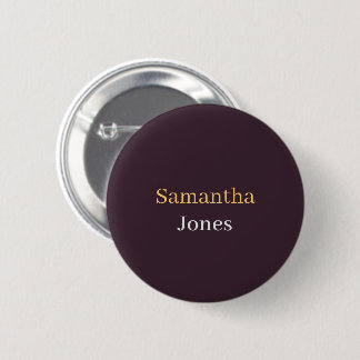 Custom name minimalist modern burgundy 2 inch round button