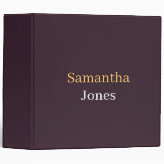 Custom name minimalist modern burgundy binder