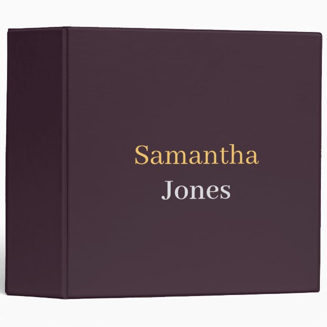 Custom name minimalist modern burgundy binder (Front/Spine)