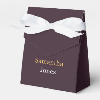 Custom name minimalist modern burgundy favor box
