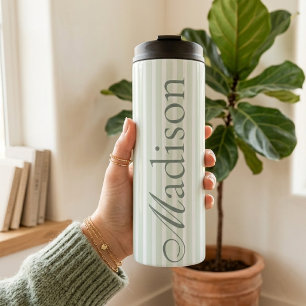 Custom Name Mint Striped Tumbler for Mom and Bride