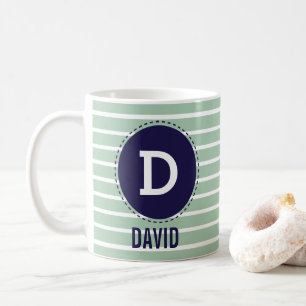 Custom Name Mint Stripes Coffee Mug