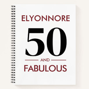 Custom Name Modern 50 And Fabulous Cherry Wine Notebook