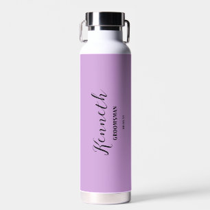 Custom Name Modern Bachelor Lavender Purple Water Bottle