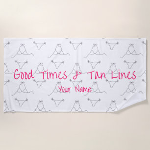 Custom Name Modern Bikini Pattern Summer Beach Towel