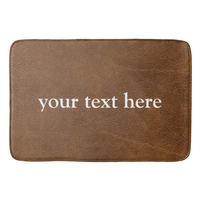 CUSTOM NAME MODERN BROWN LEATHER BATH MAT (Front)