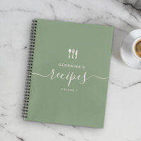 Custom Name Modern Elegant Script Recipe Notebook
