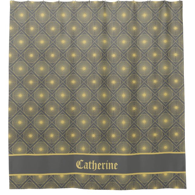 Custom Name Modern Geometric Pastel Gray & Yellow (Front)