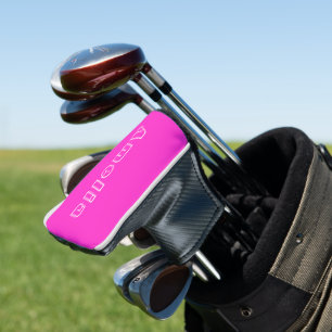 Custom Name Modern Hot Pink  Golf Head Cover