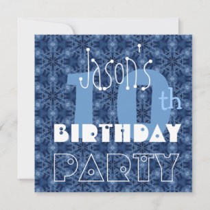Custom Name Modern Kid's 10th Birthday Blue Y115 Invitation